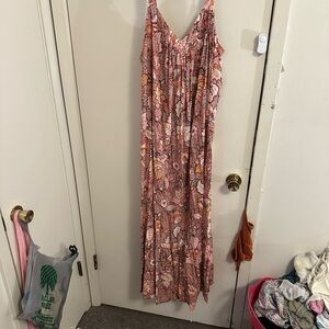 Floral Maxi Dress in Pink and Orange